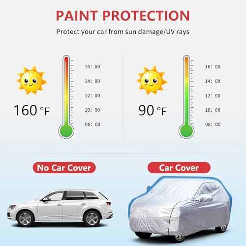 Image of AYSHU Waterproof Car Cover Compatible with TATA Curvv | Mirror & Antenna Pocket | Anti-Scratch Soft Cotton Inner Layer | Triple Stitched | Heat Resistant Metallic Silver | All-Weather Protection