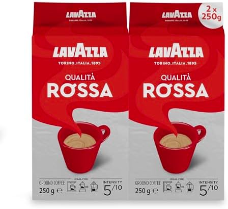 Lavazza Qualità Rossa Ground Coffee, Medium Roast, 250 g Each, 2-Pack
