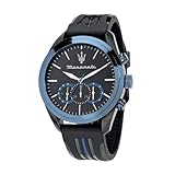 マセラティ 腕時計 メンズ Traguardo 男性用 45mm ブラック ブルー PUクォーツ時計 夜光機能 10ATM防水 R8871612006 公式正規品 [2年保証]