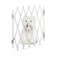 Relaxdays Hundeabsperrgitter, ausziehbar bis 96 cm, 48,5-60 cm hoch, Bambus, Hunde Schutzgitter für Treppe & Tür, weiß