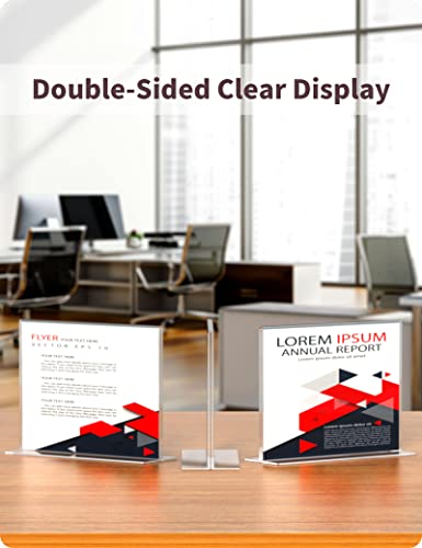 Image of NIUBEE Acrylic Sign Holder 8.5 x 11 Horizontal T-Shape Flyer Stand 6 Pack
