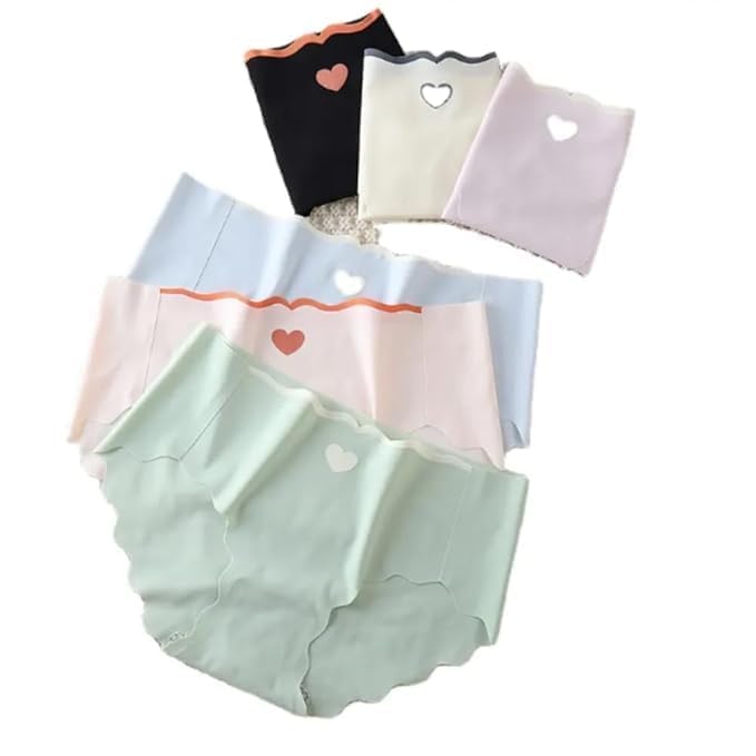 Hipster Briefs Panty Cute for Girls & Women Seamless Mid Waist Lace Underwear Sexy Panties Under Bump Maternity Healthy, Ice Silk Cotton (in, Alpha, L, Regular, Light Green)-image-10