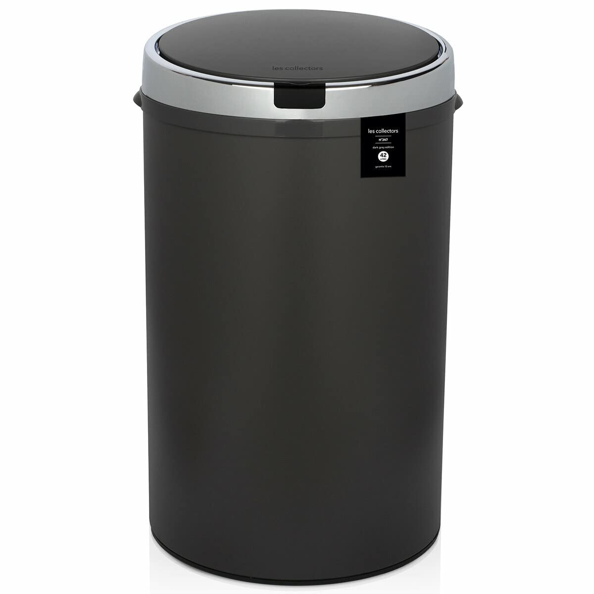 Les Collectors Papelera de Cocina automática de Acero Inoxidable N°347, 42 L, Sensor de Infrarrojos, Redondo, Apertura sin Contacto, Resistente, Cierre silencioso de la Tapa, diseño, Gris Oscuro