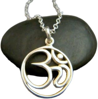 925 sterling silver om necklace.circle pendant. zen yoga jewelry. small simple ohm symbol. delicate. everyday. dainty jewelry. gift| with 18 inch chain |silver plated |L_PN_0556