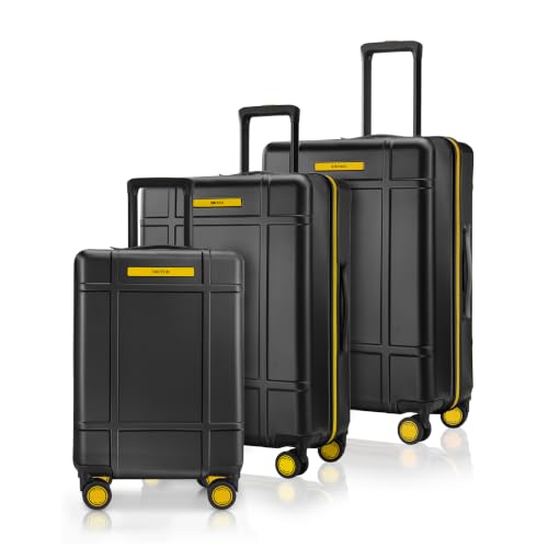 SNITCH Blink 3Pc Set Grey Polycarbonate Hard Travel Suitcase - Suitcase for Travel Set of 3 & Luggage with 8 Wheels, Premium Lock, Wet & Dry Pouch & Free Shoe Bag