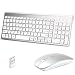 Wireless Keyboard and Mouse Combo,Lucloud 2.4GHz Ultra-Thin Portable Keyboard and Silent Mouse for PC Desktop Computer Laptop Mac Tablet (Comfortable Mouse, Sliver)
