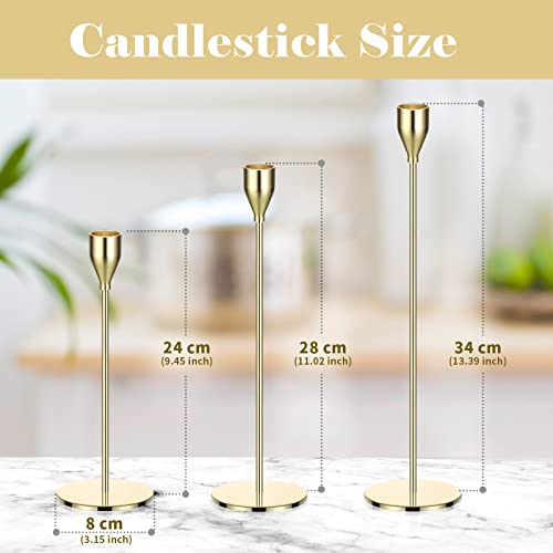 Potchen 27 Pack Candles Holder, 9 Sets Taper Candlestick Holders Fit 0.75 Inch Thick Pillar Candles, Long Candle Sticks Holder Centerpiece Decor For Home, Wedding, Dinning, Party, Anniversary (Gold) #TOP1