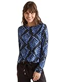 U-Boot-Ausschnitt CECIL Damen B322664 Kuscheliges Print-Shirt, Universal Blue Melange, L EU