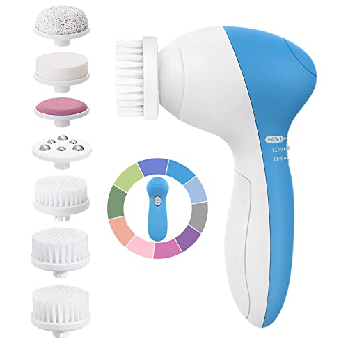 Facial Cleansing Brush Face Scrubber: Electric Exfoliating Spin Cleanser Device Waterproof Deep Cleaning Exfoliation Rotating Spa Machine - Electronic Acne Skin Washer Spinning System Set
