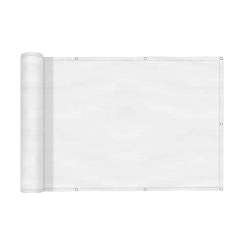 SUNNY GUARD 3FTx10FT White Balcony Privacy Screen Fence, Apartments Railing, Heavy Duty Wind Screen for Outdoor,Deck,Backyard,Patio Privacy（We Make Custom Sizes）