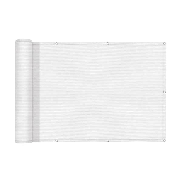 SUNNY GUARD 3FTx10FT White Balcony Privacy Screen Fence, Apartments Railing, Heavy Duty Wind Screen for Outdoor,Deck,Backyard,Patio Privacy(We Make Custom Sizes) by SUNNY GUARD - Used condition - US$16.30