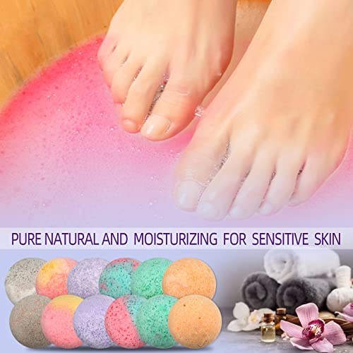 Foot Bath Bombs 12 Pack,Organic Foot Soak With Bath Salt,Foot Spa Bomb Rich Essential Oils For Dry Cracked, Athletes Foot, Stubborn Foot Odor Scent,Tired Sore Feet #TOP3