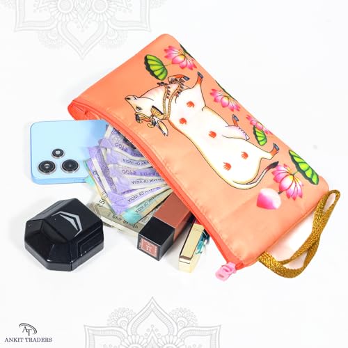 Image of Traditional Embroidered Zipper Purse for Women | Return Gifts for Baby Shower, Haldi, Mehendi, Wedding | Multicolor Ethnic Pouch Set