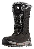Korkers Women's South Lake Winter Boots - Extra Cozy and Waterproof - Includes Interchangeable TrailTrac Sole - Size 10/Black