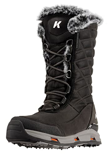 Korkers Women's South Lake Winter Boots - Extra Cozy and Waterproof - Includes Interchangeable TrailTrac Sole - Size 10/Black