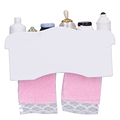 Dollhouse Wooden Towel Rack Bottles, 1:12 Simulation Miniature Furniture Model Toy For Dollhouse Bathroom Decoration Accessories #TOP4