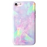 J.west Compatible with iPhone 8 Case, Compatible with iPhone 7 Case Girls Unique Marble Geometric Pattern Thin Slim Fit Soft TPU Rubber Silicone Protective Case Cover (Purple)