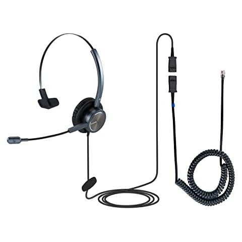 EMAIKER Wired Call Center Telephone Headphone for Deskphones U10P-S RJ9 One Ear Headset with Noise Cancelling Microphone for Office Landline Phones, Works for Grandstream,Snom,Yealink,Fanvil Cover