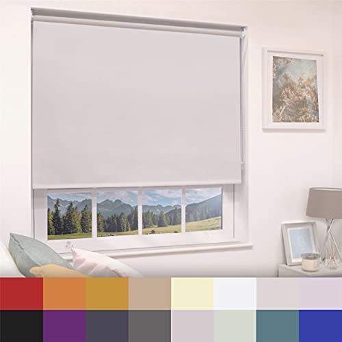 Straight Edge Dim-Out Roller Blind - Easy Fit Home Office - 120cm Width x 160cm Width Drop - Natural