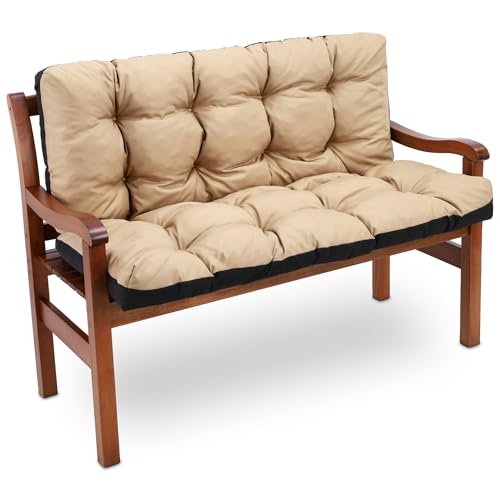 Amazinggirl Cojín para Banco Exterior 150x100 cm para Jardín Balancín & Muebles de Jardin - Cojin Banco Asiento Acolchado Cojines Grandes Cómodo Mullido Interior Exterior Beige