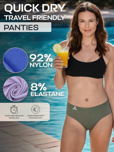 Image of Balanced Tech Moisture Wicking Underwear for Women, Seamless Workout Hipster Brief Bikini Panties