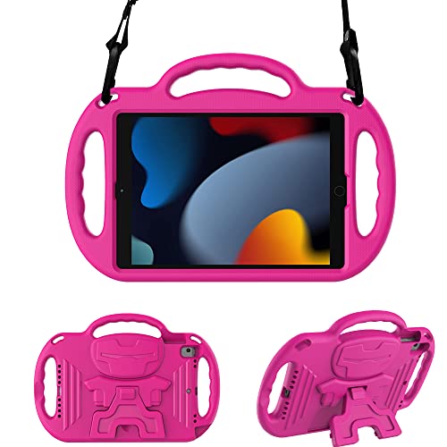 Funda para iPad 10.2 antigolpes infantil iPad Air 3 carcasa ligera con asa rosa