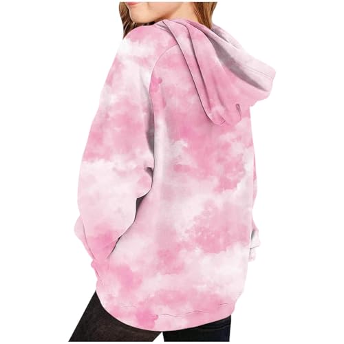 Girls Tie Dye Sweatshirts Comfy Oversized Pullover Hoodies with Pockets Kids Fall Clothes Loose Fit Hooded Sweatshirt2