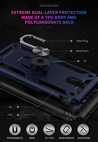 Susaa Galaxy J3 Star/J3 2018/J3 Orbit/J3 Achieve/J3 Aura Case, 360 Degree Metal Ring Holder Kickstand Phone Case Cover For Samsung J3 2018 Navy Blue #TOP3