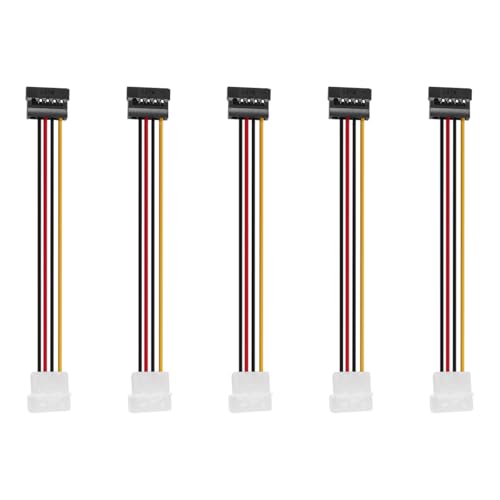 Laroal Cavo di Estensione SATA da 4 Pin Maschio a 15 Pin Femmina per Dischi rigidi SATA, Lettori/registratori Dvd-RW, schede PCI-Express (5 Confezioni da 20 cm)