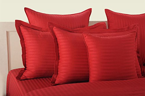 Image of Swayam 100% Cotton King Bedsheet with 2 Pillow Covers | 300 TC Soft Breathable Bed Sheet | Striped Printed | Size 108 x 108 inch | Comfortable & Durable for Bedroom - Red