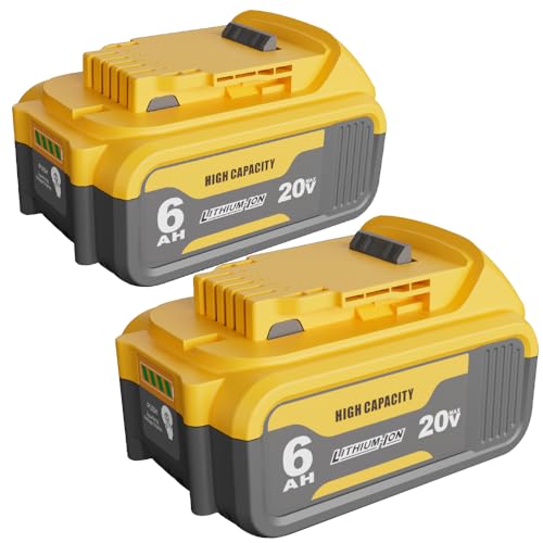 TENMOER 2-Pack 6.0AH Compatible with Dewalt 20V Battery Replace for DCB203 DCB204 DCB206 20V Cordless Tools(Not Made in Dewalt)