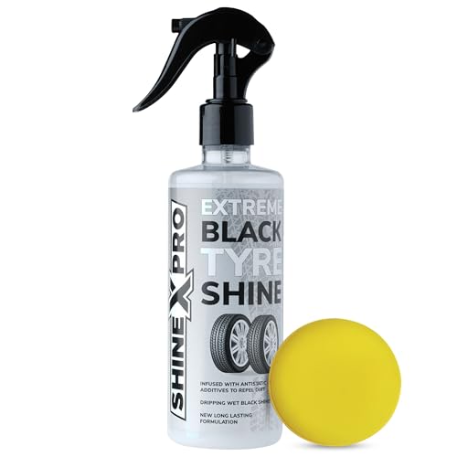 ShineXPro Bike & Car Tyre Polish - 300ML Extreme Black Tyre Shine - Long Lasting & Dirt Repellant Formulation - Ultra Wet Black Shine Non-Greasy Tyre Polish for Car (300ML)