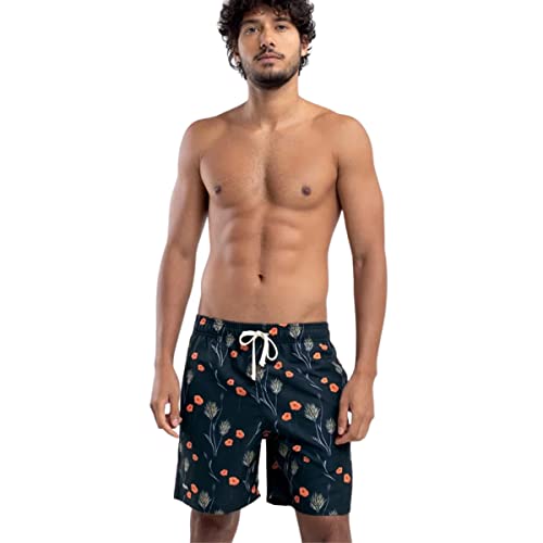 SHORTS CASUAL FLORAL PINCELADO PRETO G MASH