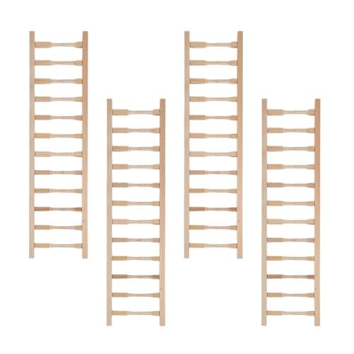 DICOSMETIC 4Pcs Mini Wooden Step Ladders 1:12 Scale Wooden Dollhouse Railing Miniature Garden Ladder Miniature Ornaments Dollhouse Furniture Model Mini House Handrail Accessory for Landscape Decor