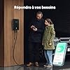 Borne de Recharge véhicule électrique Wallbox 7KW, 6m, 6-32A, monophasé, App(WiFi et Bluetooth), adapté à Tous Les ev de Type Type2 (Norme IEC62196-2) comme E-208, Model Y, Zoe, etc.