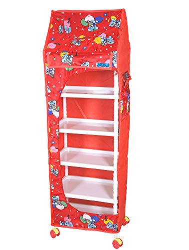 Image of Multipurpose 6 Shelve Baby Wardrobe (Red)