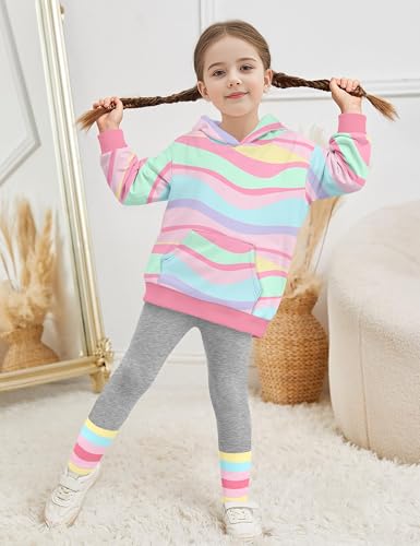 Toddler Girl Clothes Tie-Dye Stripe Color Block Toddler Girls Clothes Little Girls Kids 2pcs Outfits Hoodie Leggings