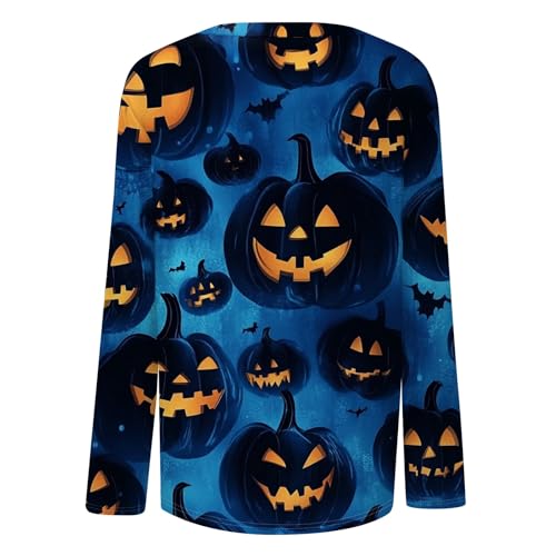 Halloween Shirts for Women Long Sleeve Plus Size Fashion Crewneck Comfortable Tshirts Halloween Costumes for Women