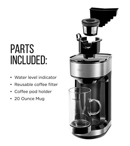 image for Chefman Froth + Brew Coffee Maker and Milk Frother Single Serve Brewer