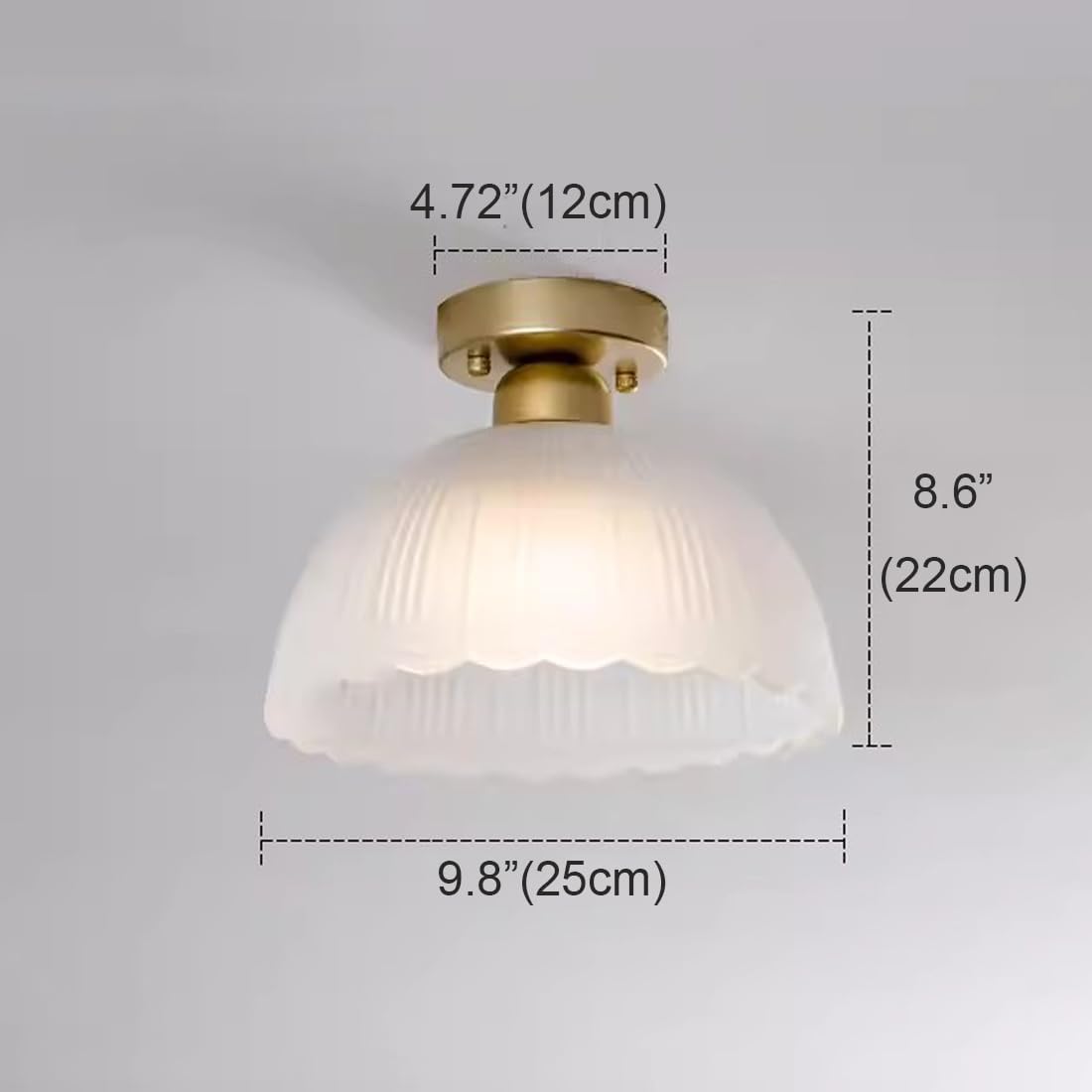 White Glass Semi Flush Mount Ceiling Light Hallway Ceiling Light Milk Frosted Glass Flower Ceiling Light Fixture Mid Century Modern Close to Ceiling Lamp for Kitchen Bathroom Porch Corridor