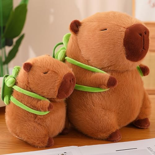 TOPLITHE 45cm Capybara Kuscheltier, Capybara Plüschtier mit Schildkrötenrucksack Spielzeug Stofftier Plushie Stofftier Geschenk für Kinder Jungen Mädchen(45cm)