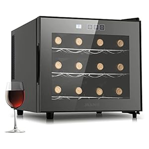 Wine Cooler Refrigerator, 12 Bottle Wine Fridge Small, Countertop Wine Cooler with Digital Temperature Control, Mini Freestanding Wine Cellars Glass Door for Home, Office
