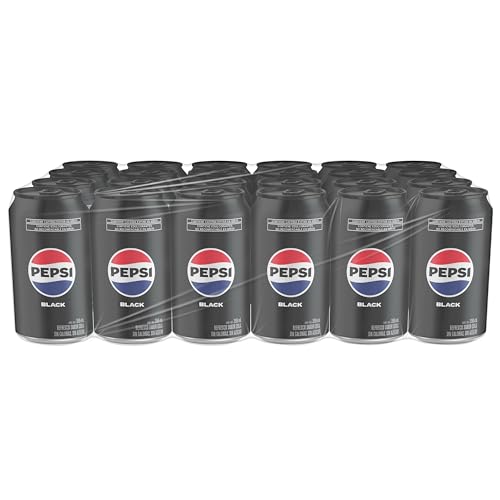 Pepsi Black, Refresco Sabor Pepsi sin Azucar, lata de 355 mililitros. Paquete de...