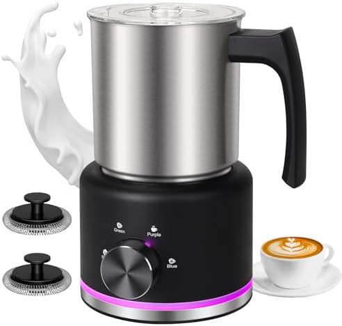 Milk Frother, 16.9 OZ Milk Frother and Steamer, 4 in 1 Electric Milk Frother Dishwasher Safe, Durable Silent Working Frother for Coffee, Hot and Cold Foam Maker, Black