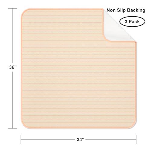 Image of Bed Pads for Incontinence Washable Waterproof, 36 inch x 34 inch (Pack of 3) - Reusable Medium Bamboo Fiber Pee Pads for Adults, Women, Elderly, Pet, 4-Layer Underpads for Sofa, Couch, Furniture - KELISITING