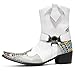 Santimon Cowboy Boot for Men Dress Casual Genuine Leather High Top Boots Metal Wingtip Zipper on Size Western Boots Fashion Wedding Singer Bar Party Ballroom Personalized Chelsea Boots White 11.5 US