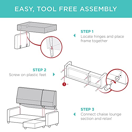 Best Choice Products Linen Sectional Sofa For Home, Apartment, Dorm, Bonus Room, Compact Spaces W/Chaise Lounge, 3-Seat, L-Shape Design, Reversible Ottoman Bench, 680Lb Capacity - Gray #TOP5