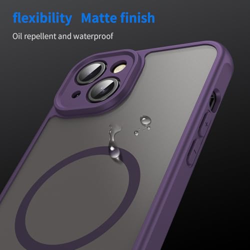 Coque iPhone 15 Plus compatible MagSafe Asuwish violette 6,7 pouces mate