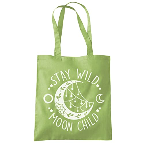 HotScamp Stay Wild Moon Child - Tote Shopping Bag - Hippy Earth Stars Bohemian One size kiwi green
