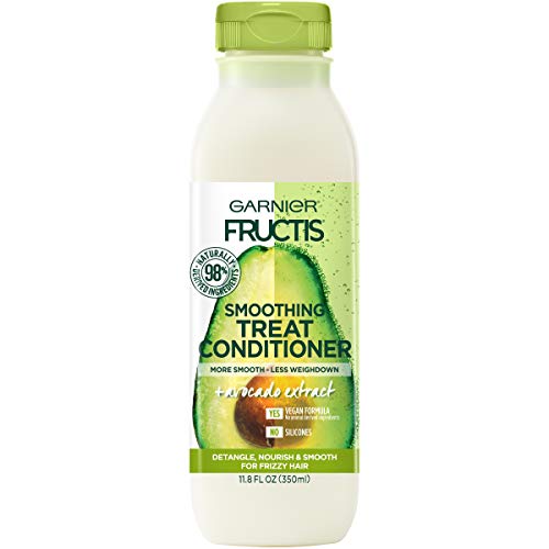 Garnier Fructis Smoothing Treat Conditioner, 98 Percent Naturally Derived Ingredients, Avocado, Nourish and Smooth for Frizzy Hair, 11.8 fl. oz.